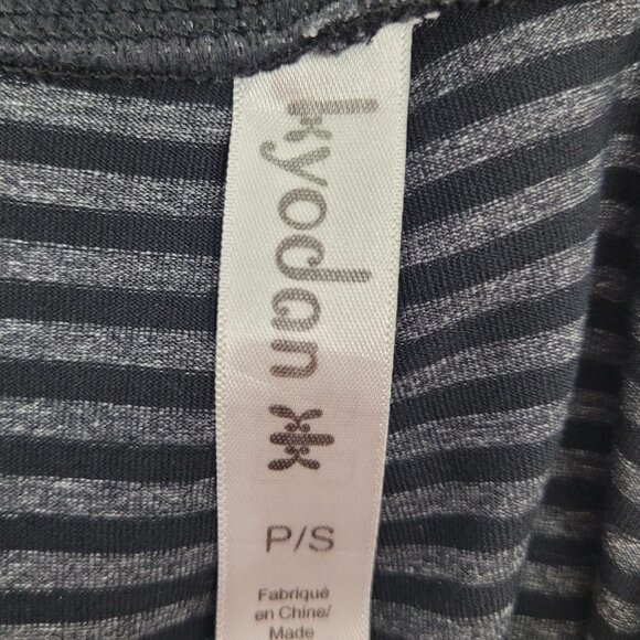 Kyodan Gray Black Stripe Ruffle Back Capri Crop Legging S - Picture 4 of 9